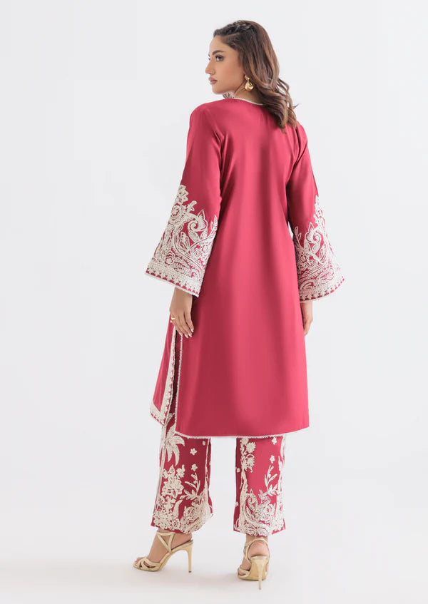 Red-Cotton Silk-2 Piece